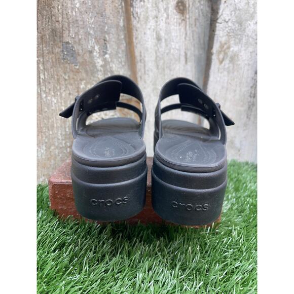 CROCS Brooklyn Buckle Black Platform Sandals Women's 8 - Picture 5 of 7